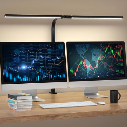 Dual LED Desk Lamp with Clamp - 3 Modes, 10 Brightness Levels, Flexible Gooseneck & Swing Arm, USB Powered. Ideal for Reading, Studying, Office Work, Task Lighting.