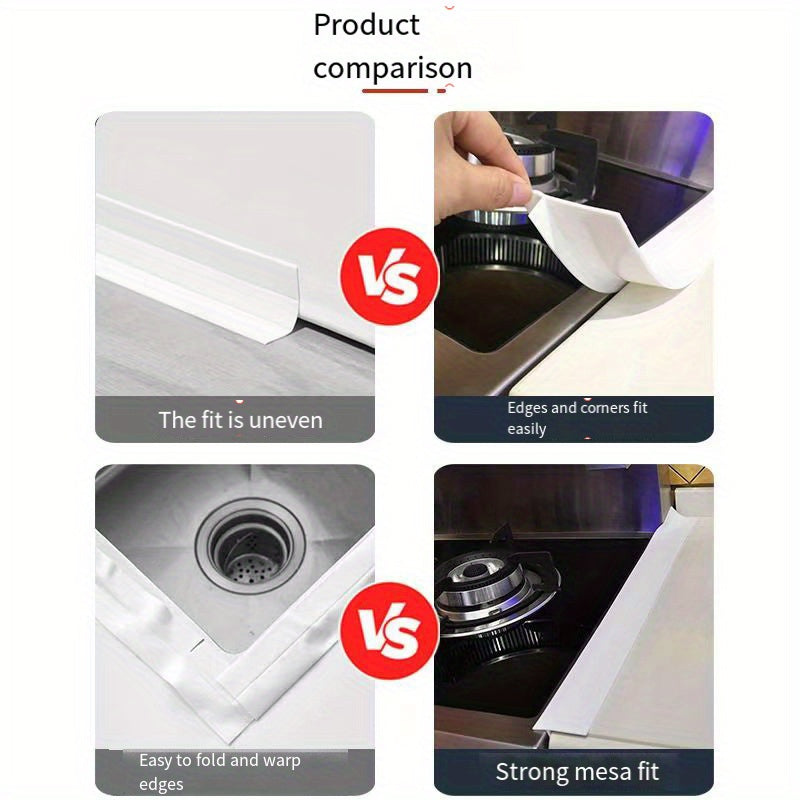 Two pieces of silicone stove counter gap covers, designed to resist heat and fill the gap between your kitchen stove top and cabinet. These anti-slip silicone guards are essential kitchen accessories.