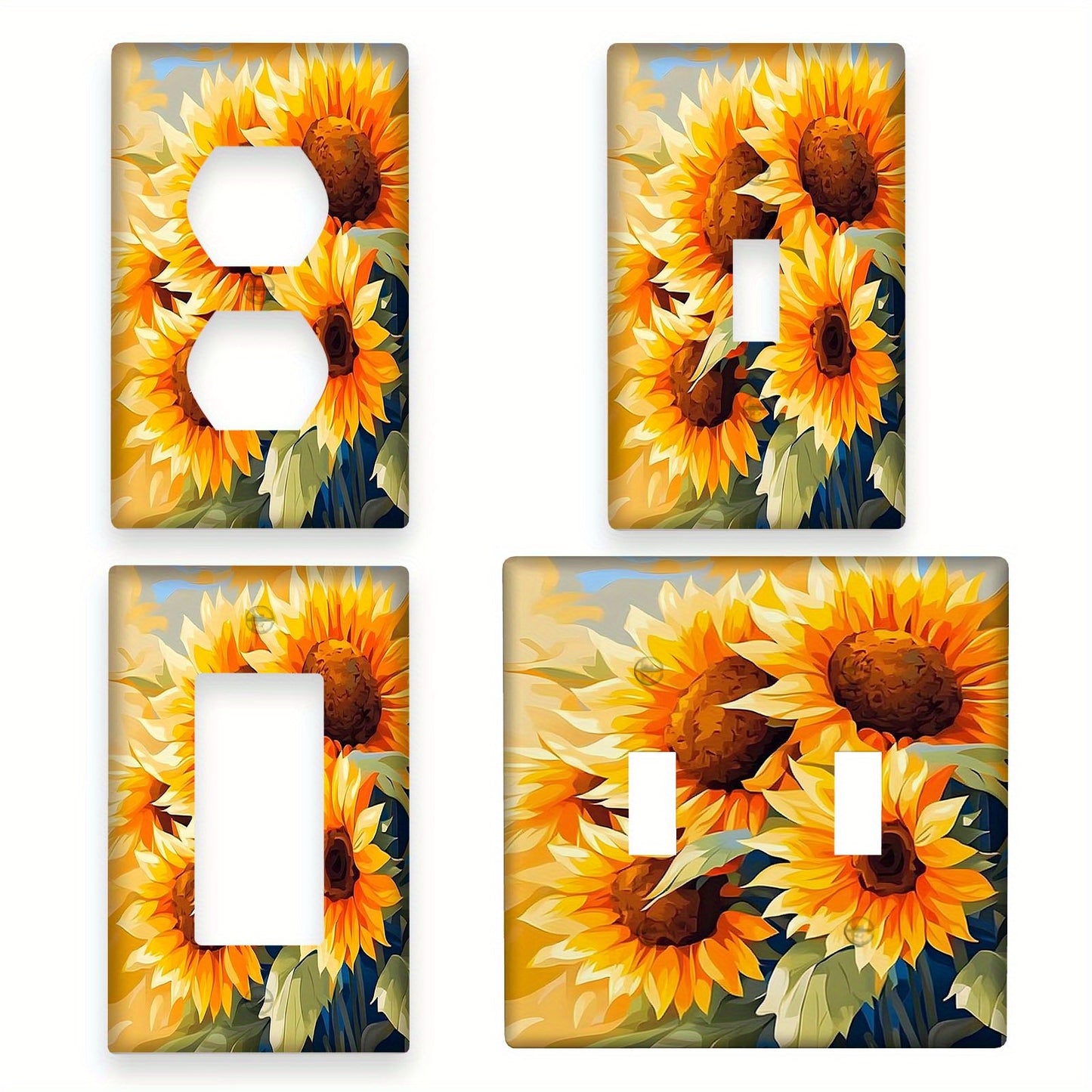 Sunflower diamond art light switch cover; no batteries required; fits standard single and double outlets in kitchen, bathroom, living room.