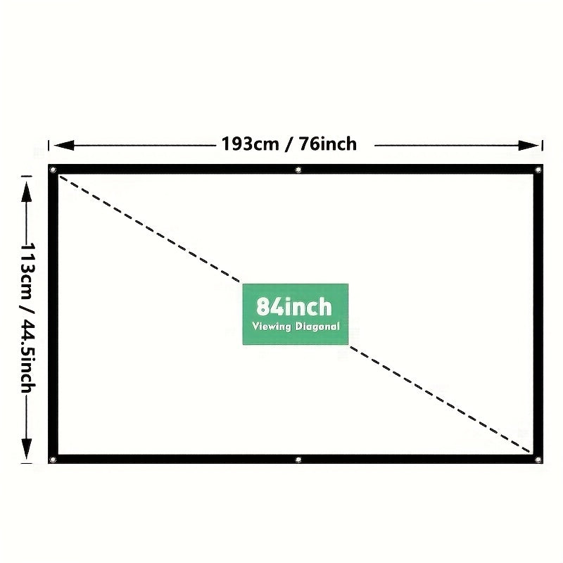 Портативный HD экран проектора размером 72-100 дюймов для использования в помещении и на улице. Складной, с антискользящим дизайном для наслаждения домашним кинотеатром.