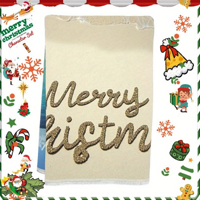 One piece of soft wintertime Christmas decoration measuring 18 by 66.04 cm, featuring the phrase "Merry Christmas" with OWUHP design.