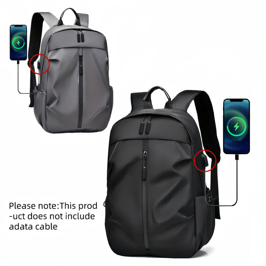 Men's Solid Color Double Shoulder Backpack for Sports, Travel, Commuting, and School, lightweight and simple design for laptops.