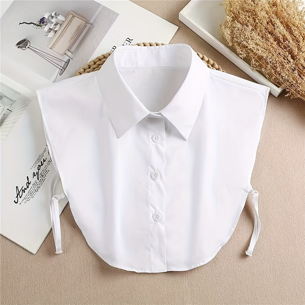 Women's versatile polyester shirt vest with removable pointed collar, anti-exposure feature, and woven bra accessories. Machine washable for casual fashion in all seasons.