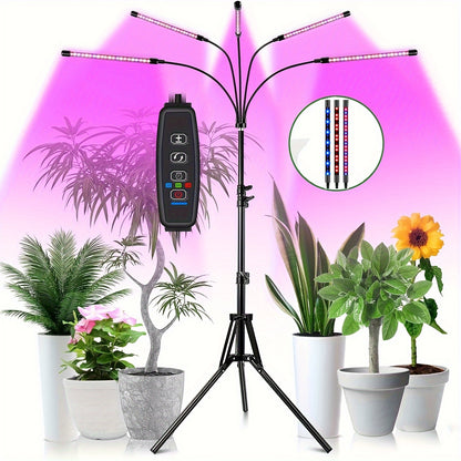 WTINTELL LED Grow Light with Stand - Full Spectrum, 10 Dimmable Levels, 3 Timer Modes, Adjustable Tripod (73.66-154.94cm) for Indoor Plants - USB Powered