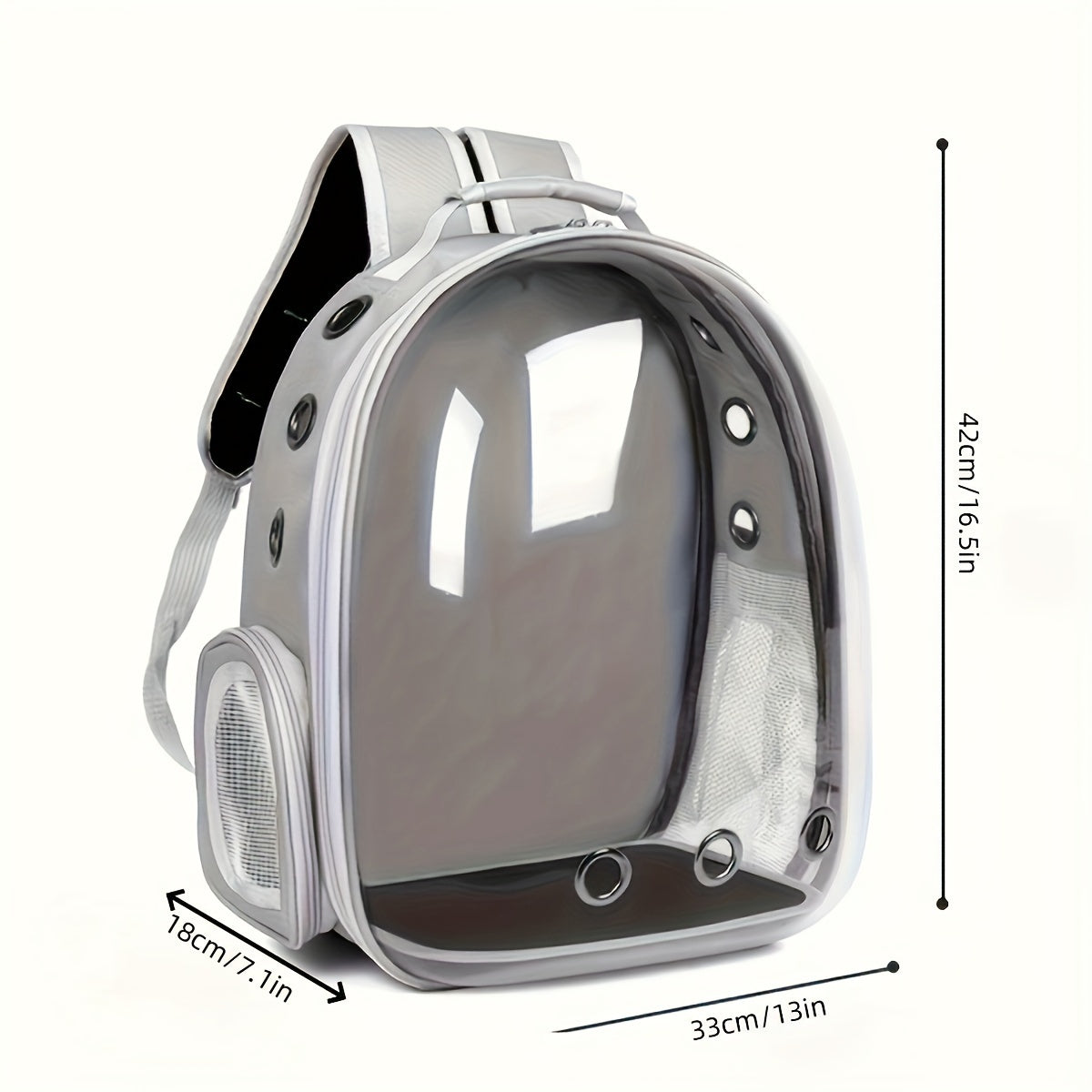 Transparent cat backpack carrier with zipper closure - breathable and comfortable space capsule design for pets.