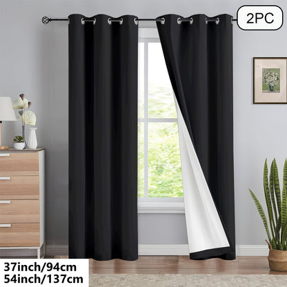 2 blackout curtains for home décor, 100% full blackout with white lining, 54x84 inches, off-white.