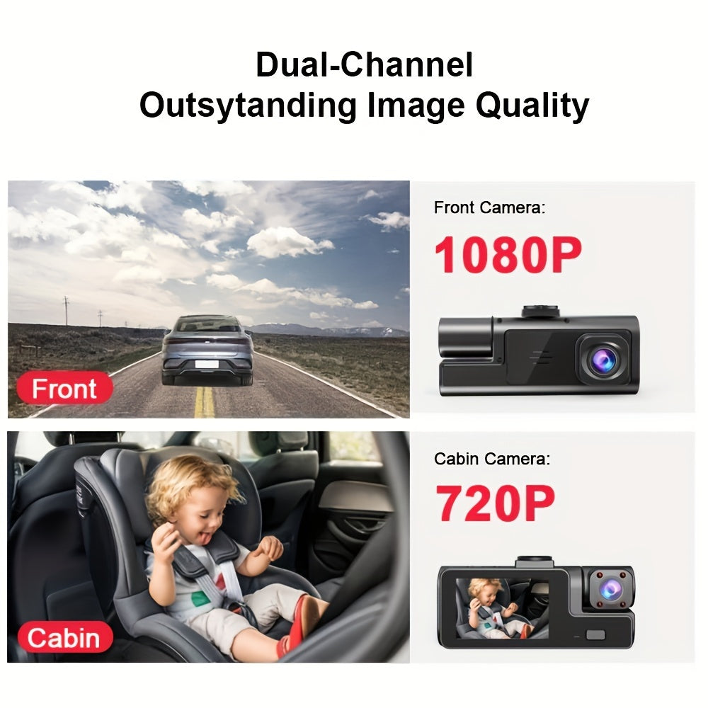 ZKCAMSPY 1080P Dual Lens Dash Cam for Cars with Wide Angle, Night Vision, Loop Recording, G-Sensor, Motion Detection.