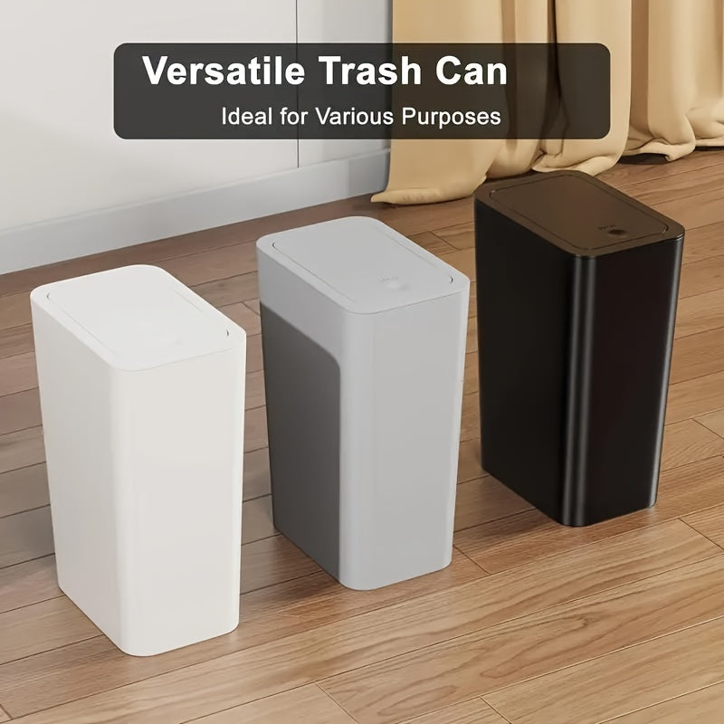 9.84L Compact Trash Can with Pop-Up Lid, Odor Seal - Ideal for Bathroom, Bedroom, Office, Living Room, Kitchen - 1/2/3pcs Available