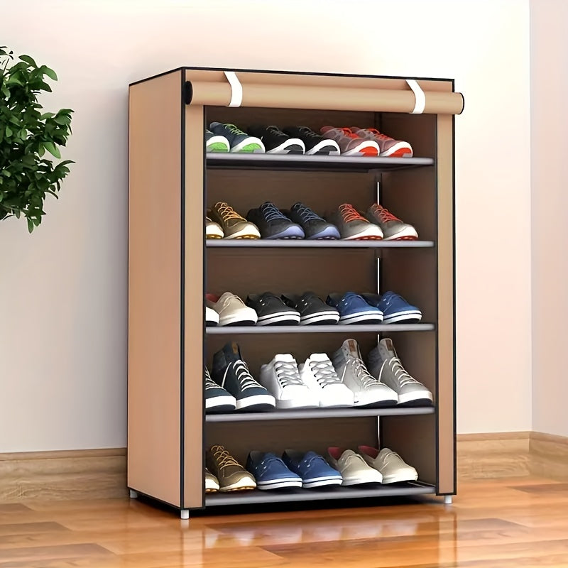 Keep your shoes organized with the 1-piece Versatile Coffee Series Shoe Organizer. This multi-layer storage solution is perfect for your entryway, bedroom, or bathroom. Made with durable metal construction, this shoe cabinet is perfect for your hallway.