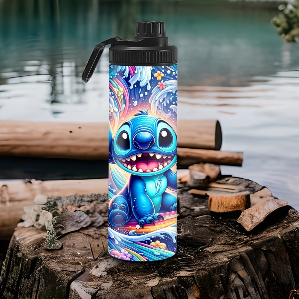 Blue cartoon character stainless steel tumbler for cold/hot beverages, perfect Christmas or birthday gift, hand wash, BPA-free.