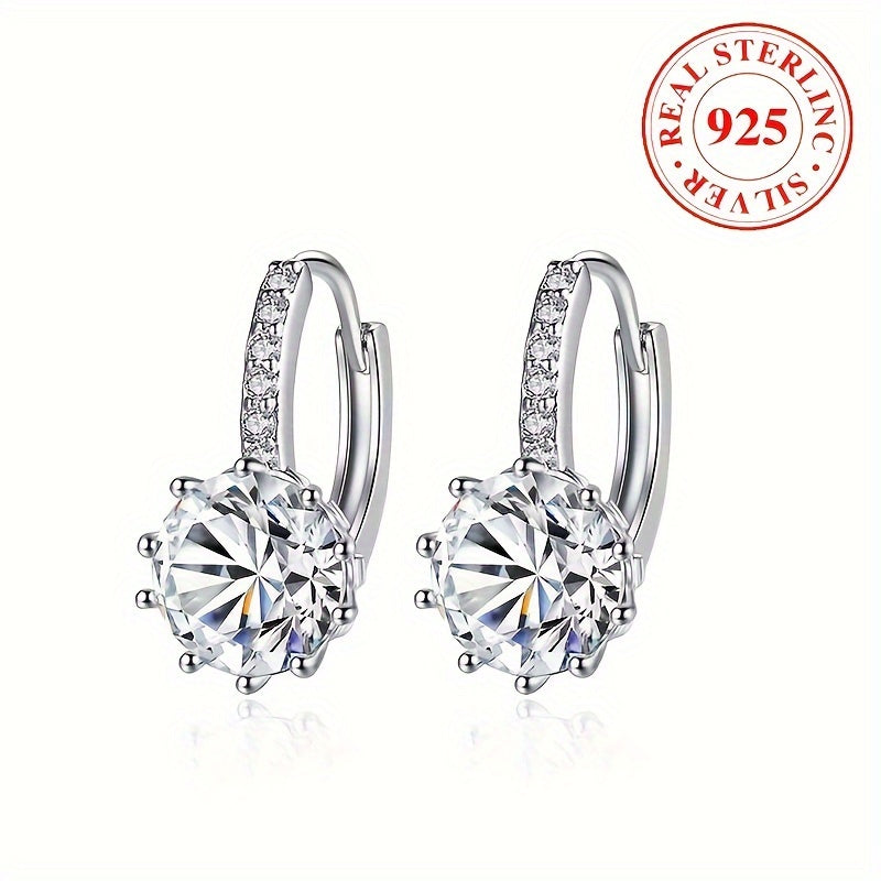 These stunning round zirconia earrings are crafted from hypoallergenic S925 silver, making them perfect for women with sensitive skin. They make a beautiful Valentine's Day engagement gift, weighing in at 3.52g (0.124oz).