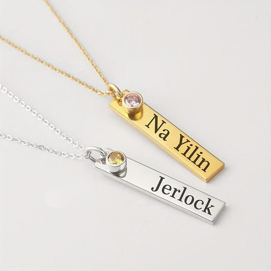 Beautiful Customized Stainless Steel Necklace featuring Birthstone and Name Engraved Pendant - Perfect Personalized Gift for Mom, Wife, Friends on Valentine's Day, Mother's Day, Christmas, or Anniversary