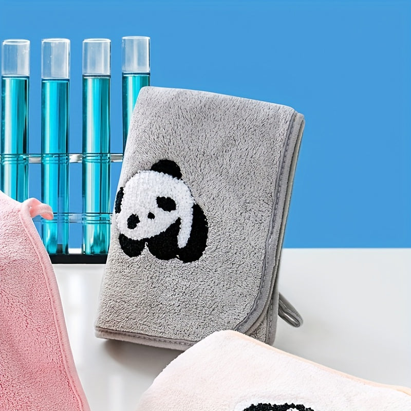 Soft and absorbent panda towel set with coral velvet material - ideal for adults for face and body washing and bathroom use.