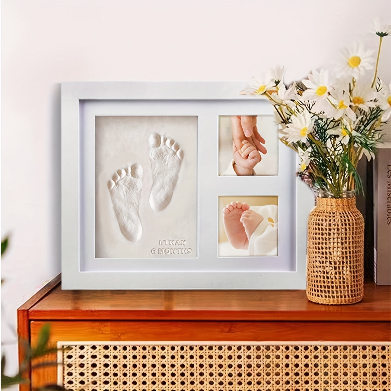 Wooden Hand & Footprint Frame - A Special Keepsake Kit for Youngsters, Ideal Gift for Boys & Girls to Capture Their First Moments