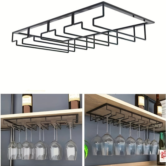 1 шт. Креативная перевернутая подставка для бокалов с 3/4/5 слотами для подвешивания бокалов, подставка для винных чашек под шкафом для хранения на кухне и в столовой, домашние аксессуары.