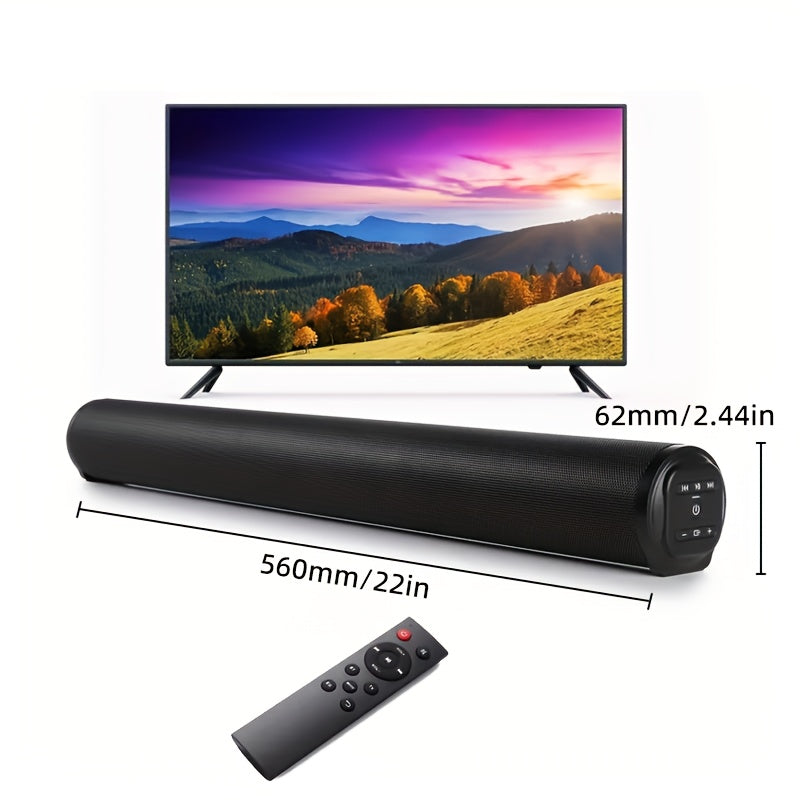 POLVCDG 20W Sound Bar with built-in subwoofer and 5.0 surround sound, wireless with USB charging. Features bass boost, button control, and active amplification. Suitable for music players