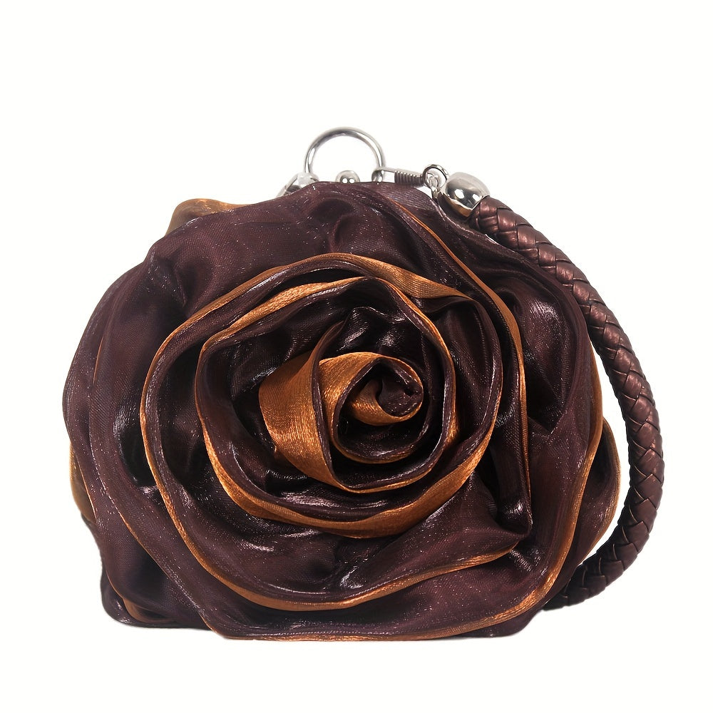 Introducing the Huang Yunying Special Silk Three-dimensional Flower Bag, perfect for adding elegance to your evening dresses. This hand-held bride bag doubles as a coin purse, pendant bag, and party or dinner decoration. It's also great for Christmas