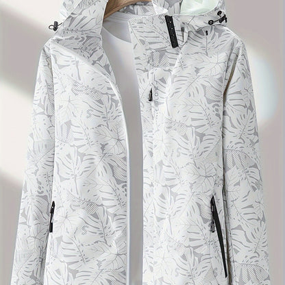 Women's casual windbreaker jacket made of 100% polyester with a waterproof stand collar, zippered placket, and long sleeves. This jacket features a woven fabric, regular length, and random