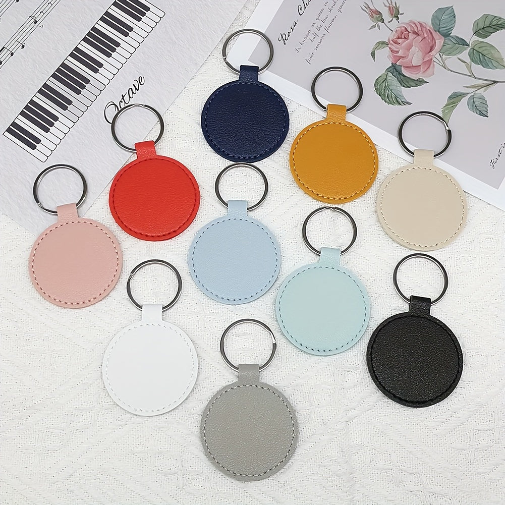 Craft your own leather keychains with this DIY kit containing 15/20 pieces. The round keychains are suitable for both men and women and come with PU leather blanks, key rings, and laser-engraved designs. Perfect for creating personalized holiday gifts or