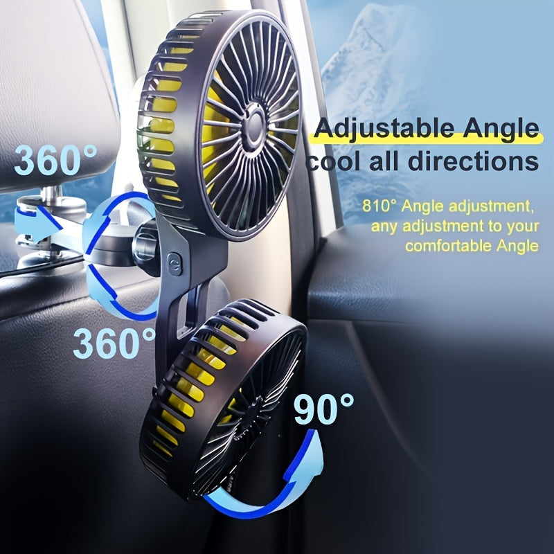 Essential for keeping your vehicle cool on the go, the 2-in-1 Portable Car Air Circulator Fan features dual-head USB power, high velocity airflow, multi-angle adjustment, button control, and a sleek polished finish. Perfect for indoor use and includes a