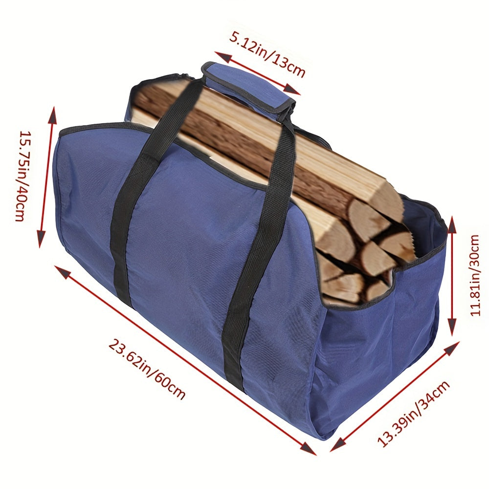 Firewood Bag with Strong Handles, Thick Oxford Fabric, Easy Loading Round Mouth Design, Spacious Carrier for Fireplace and Kitchen Storage, Durable and Versatile