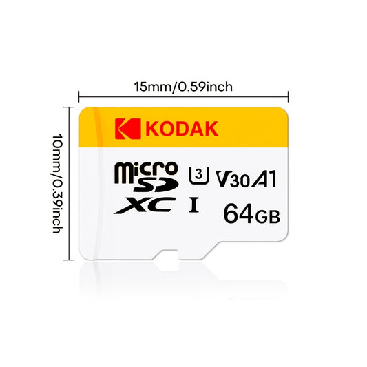 Kodak micro TF cards offer high-speed, Class 10 U3 performance for 4K HD video on various devices.