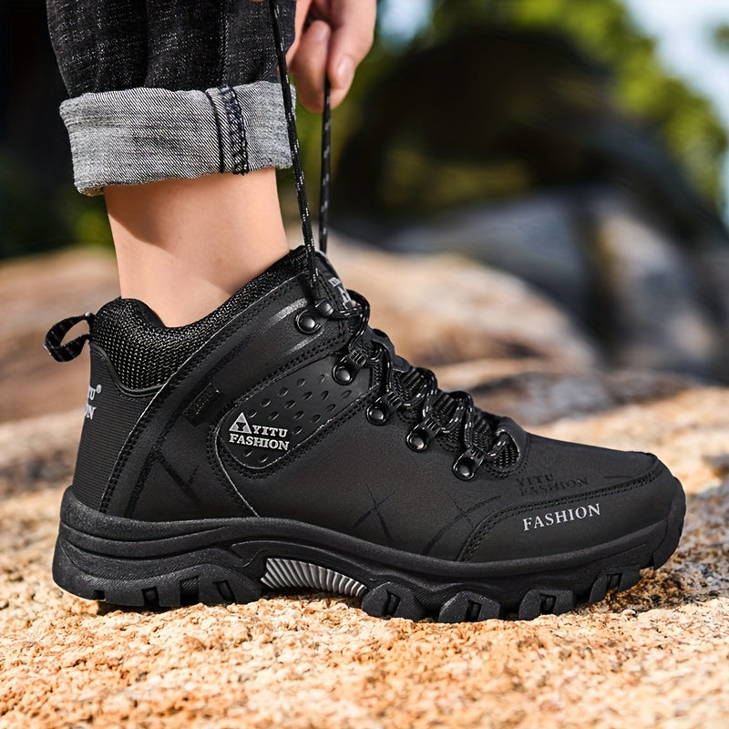 Men's Lace-up Boots, High Top Sneakers, Outdoor Hiking Shoes