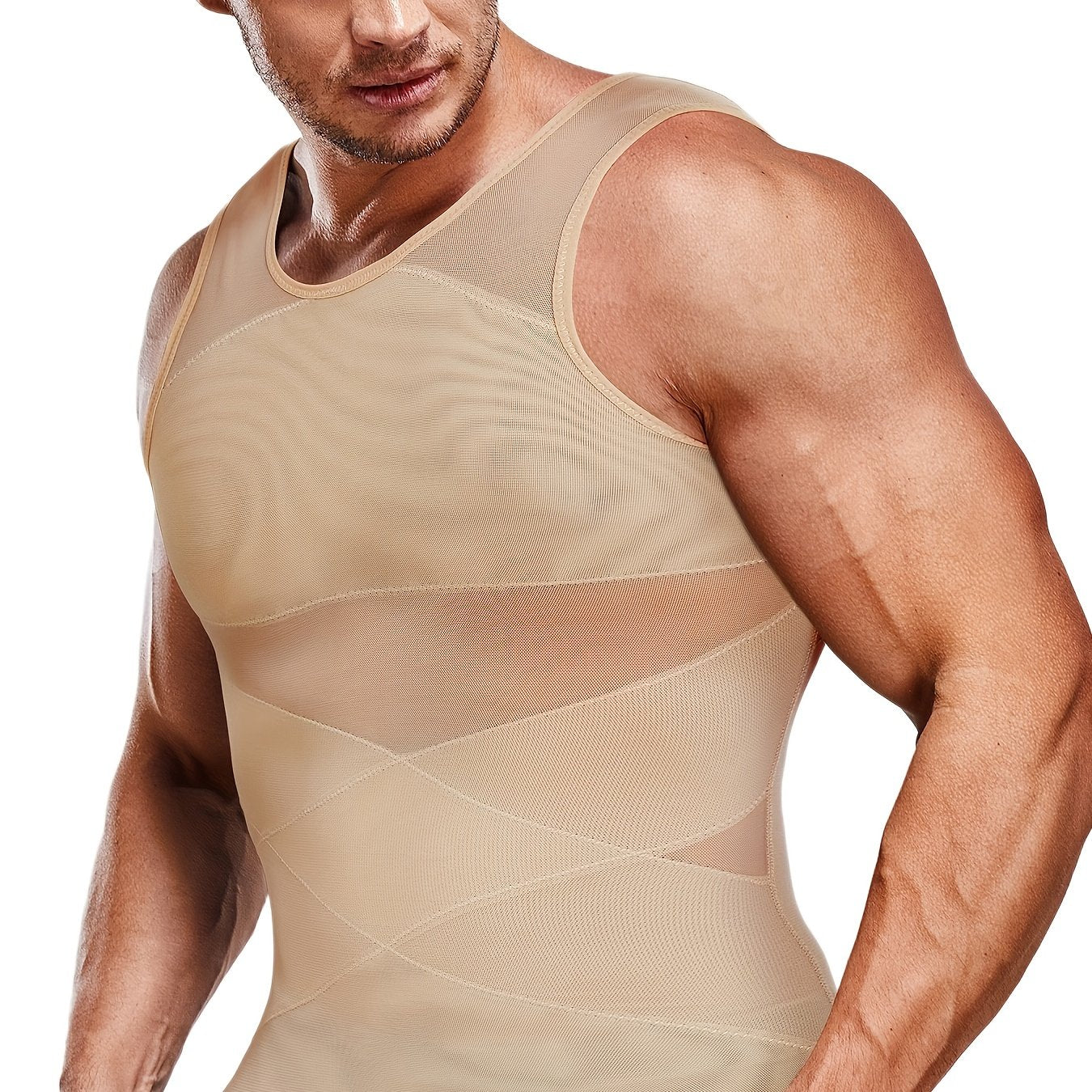 Compression shirts for men, slimming, breathable tank top.