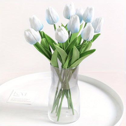 10 Artificial tulip flowers for DIY bridal bouquets, home decoration, and indoor/outdoor display.