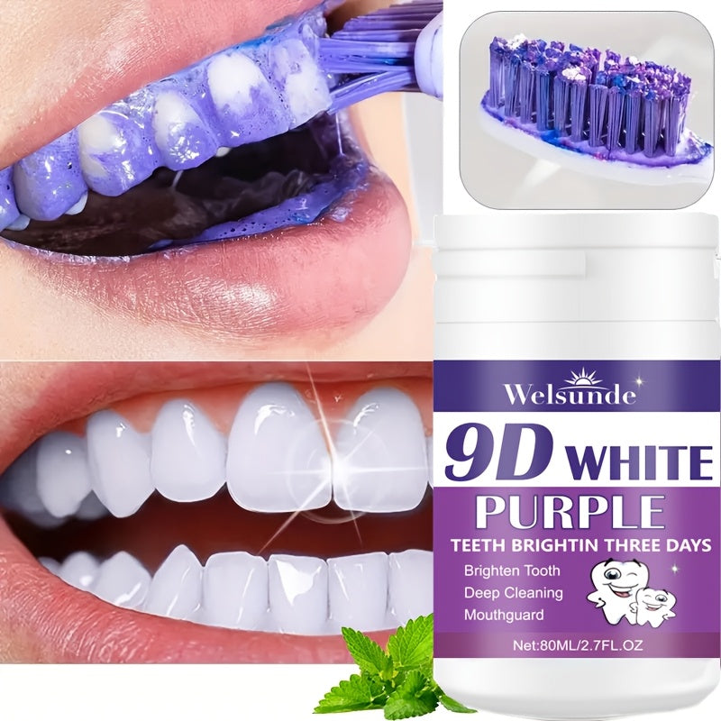 1pc Welsunde 9D White Teeth Whitening Powder: Alcohol-Free, Deep Cleaning, Brightening, 3-Day Whitening Solution.