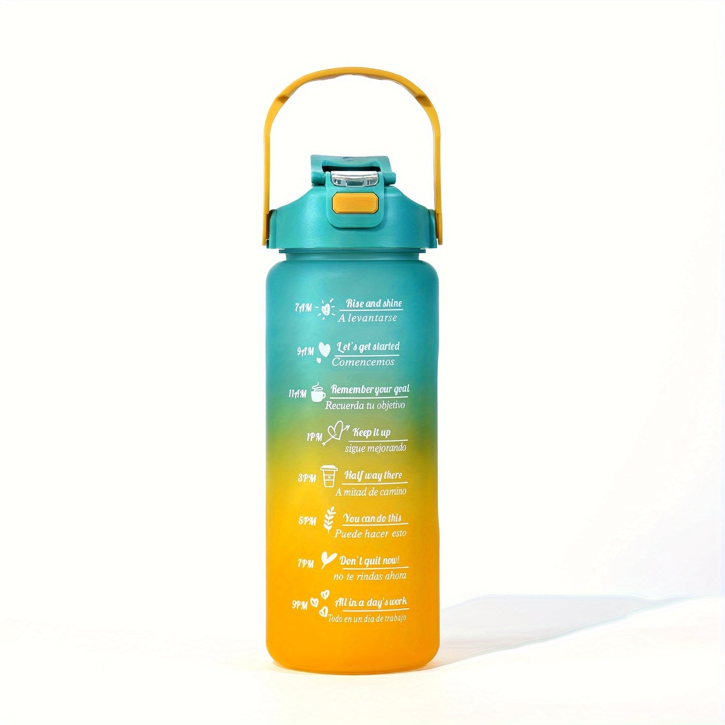 Large capacity water bottle free of BPA, with leak-proof lid and carrying handle - ideal for travel and outdoor activities.