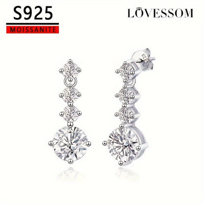 These Y2K-inspired 925 sterling silver earrings feature a dazzling 2.6-carat moissanite stone with a simple yet luxurious design. Perfect for everyday wear, vacation outings, dates, parties, and weddings, these earrings are ideal for women who love a