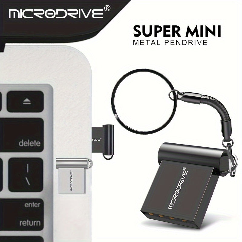 MICRODRIVE Супер Мини Металлический USB 2.0 Флеш-накопитель с Брелоком - Доступен в 16ГБ, 32ГБ, 64ГБ