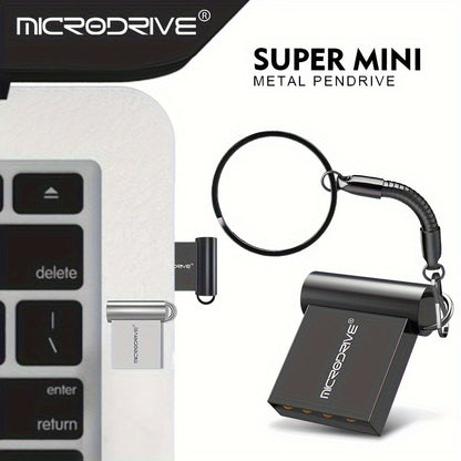 MICRODRIVE Super Mini Metal USB 2.0 Flash Drive with Keychain - Available in 16GB, 32GB, 64GB