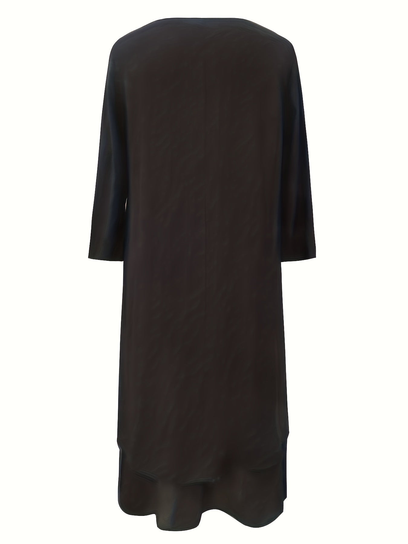 Plus Size Long Sleeve Layered Hem Dress for Spring & Fall