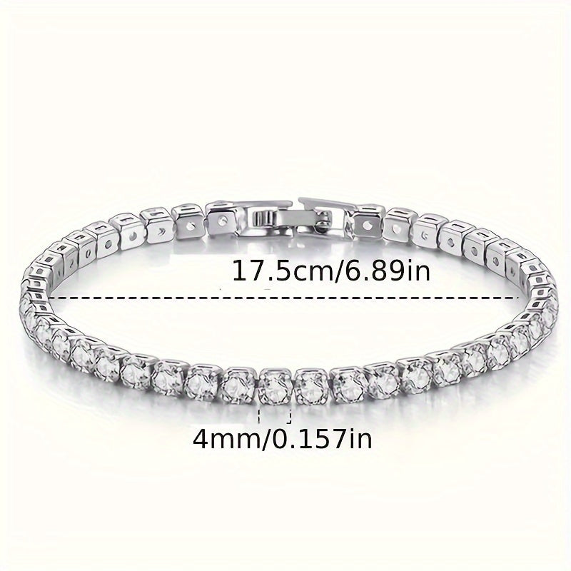 Gender-neutral 925 Silver Plated Bracelet featuring Synthetic 5A Zirconia, VVS Imitation Moissanite, and October Birthstone. Perfect for both everyday wear and special occasions. Ideal accessory for Mardi Gras Day in any season