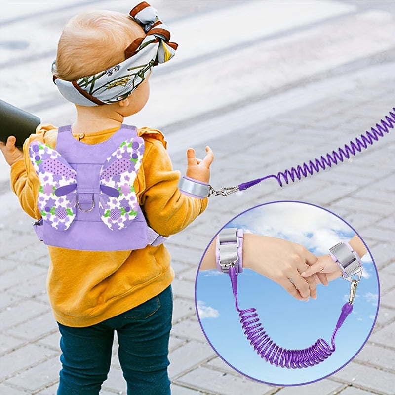 Set of Butterfly Harness Leash and Anti-Lost Wrist Link, Adorable Walking Assistant Wristband Strap