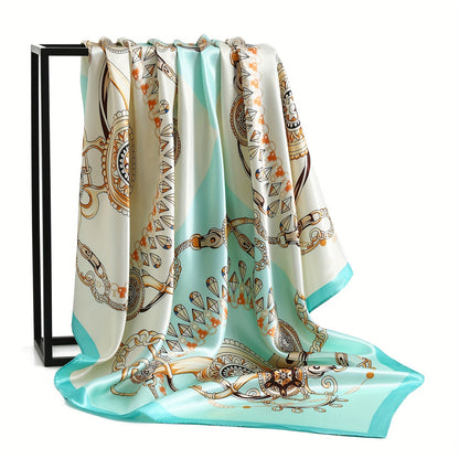 New 90*90cm printed headscarf for all seasons, perfect for air-conditioned rooms and outdoor sun protection.