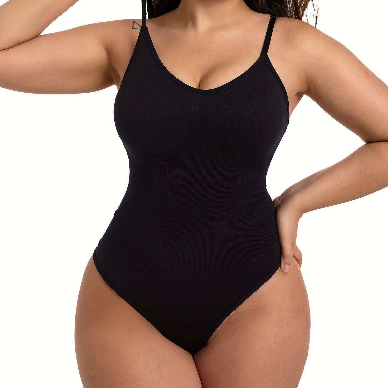 Seamless body shaper for slimming and tummy control.