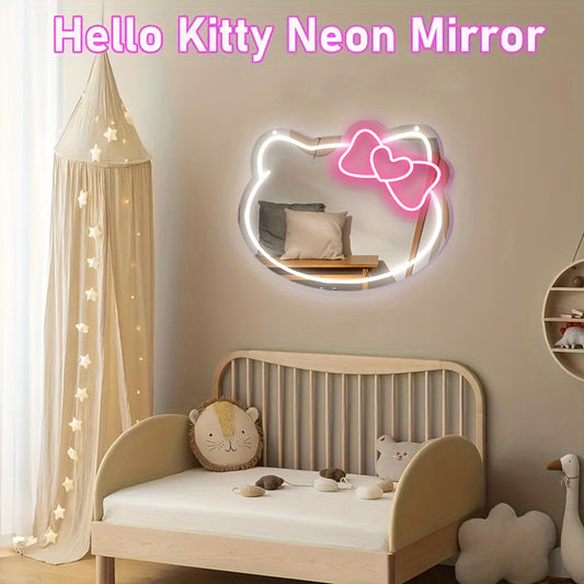 Sanrio Cute Cat LED Neon Sign with Switch Control, USB Powered, Multi-Color Cartoon Pattern, Perfect for Bedroom or Beauty Shop Decor