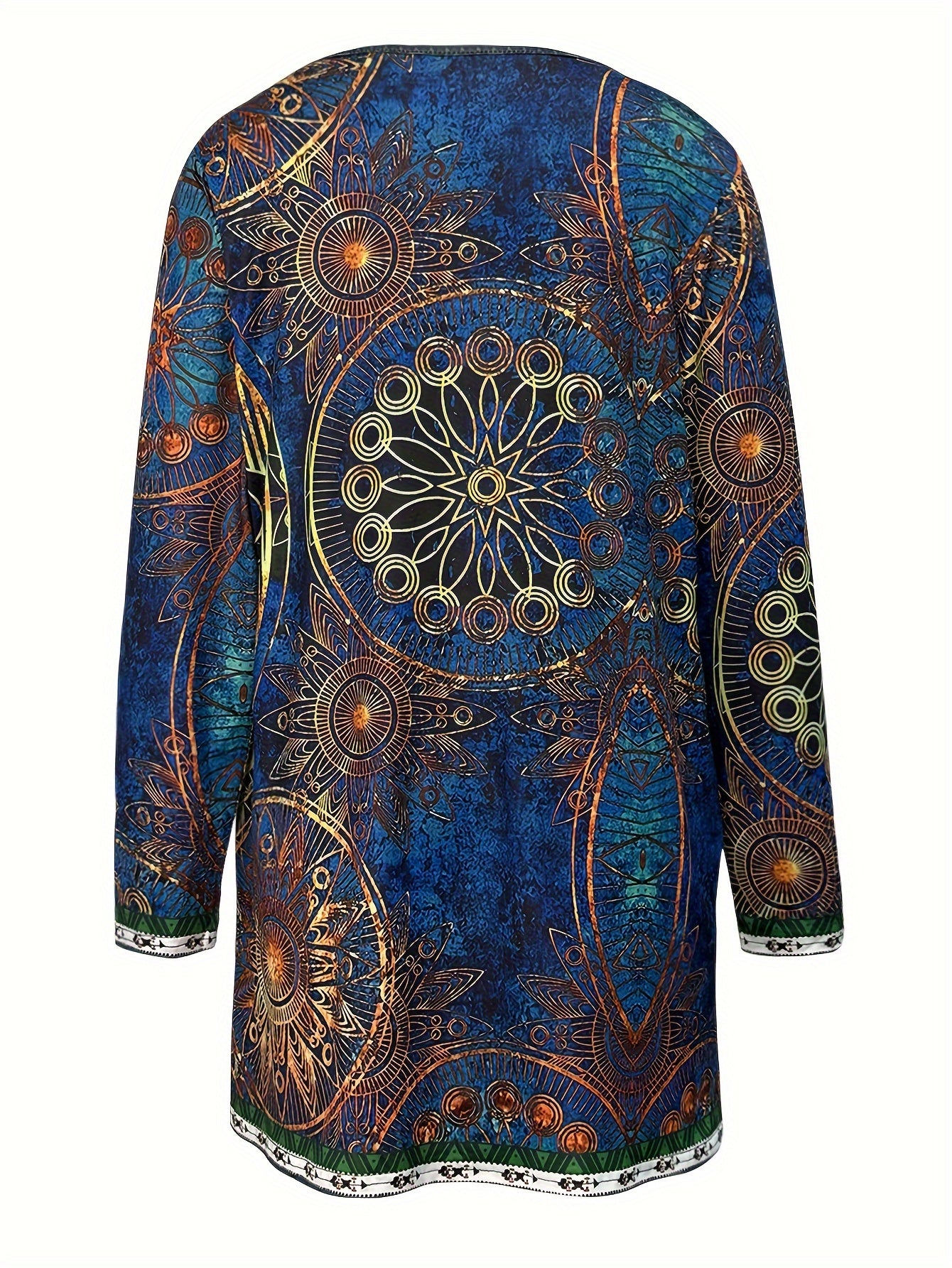 Women's light-weight open-front cardigan with a vintage paisley pattern.