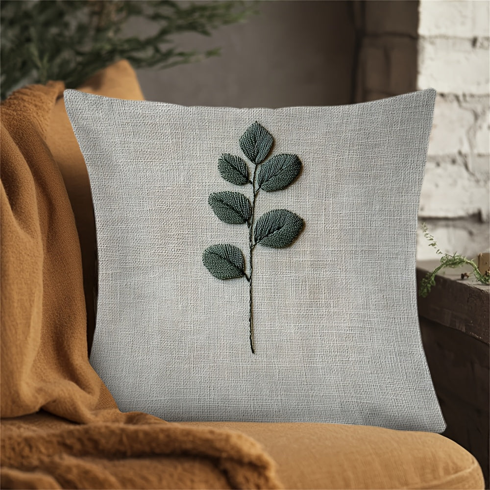 Get the Retro Leaves Embroidered Pillow Cover made with soft short plush polyester material for a luxurious feel. This square zippered cushion case features a double-sided design, making it perfect for home, office, and outdoor decor. Plus, it's easy to