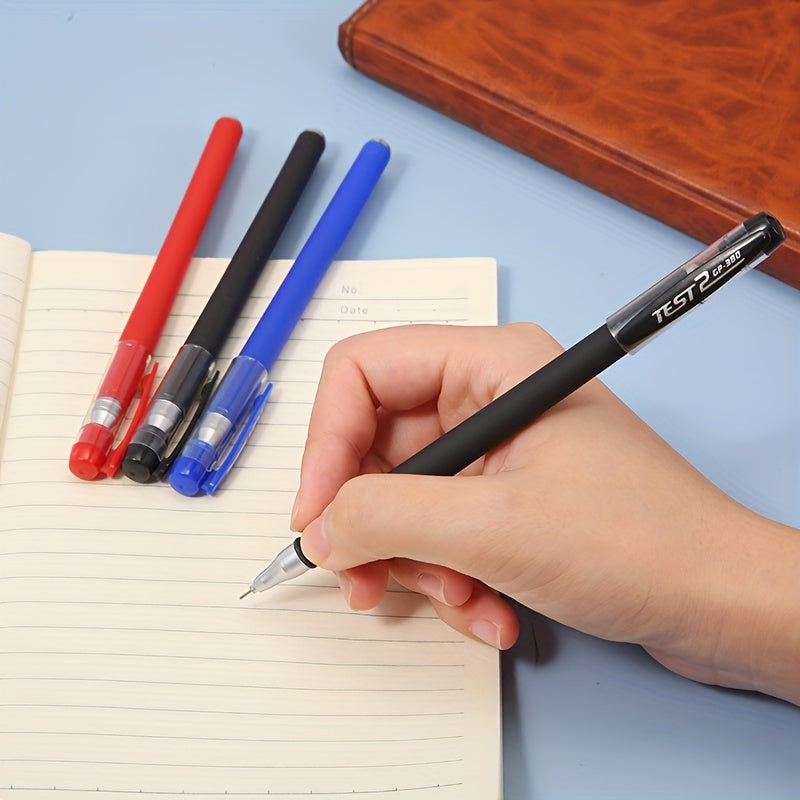 26-piece gel pen set in black, blue, and red ink with 0.5mm tips, perfect for students and offices.