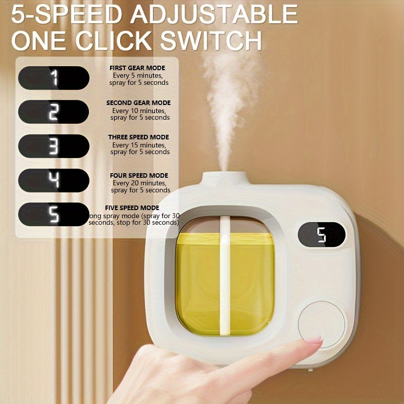 USB rechargeable 5-speed room humidifier with digital display, lithium battery, and fragrance dispenser - perfect for home, office, and bedroom. Great for holidays.