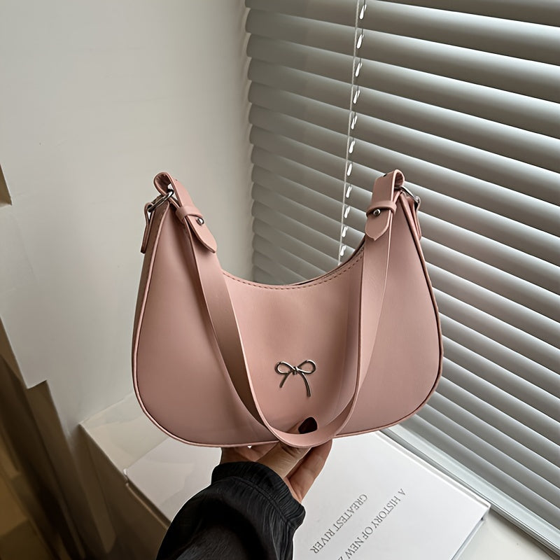 New Korean style shoulder bag with unique design, beautiful and fashionable crescent shape.