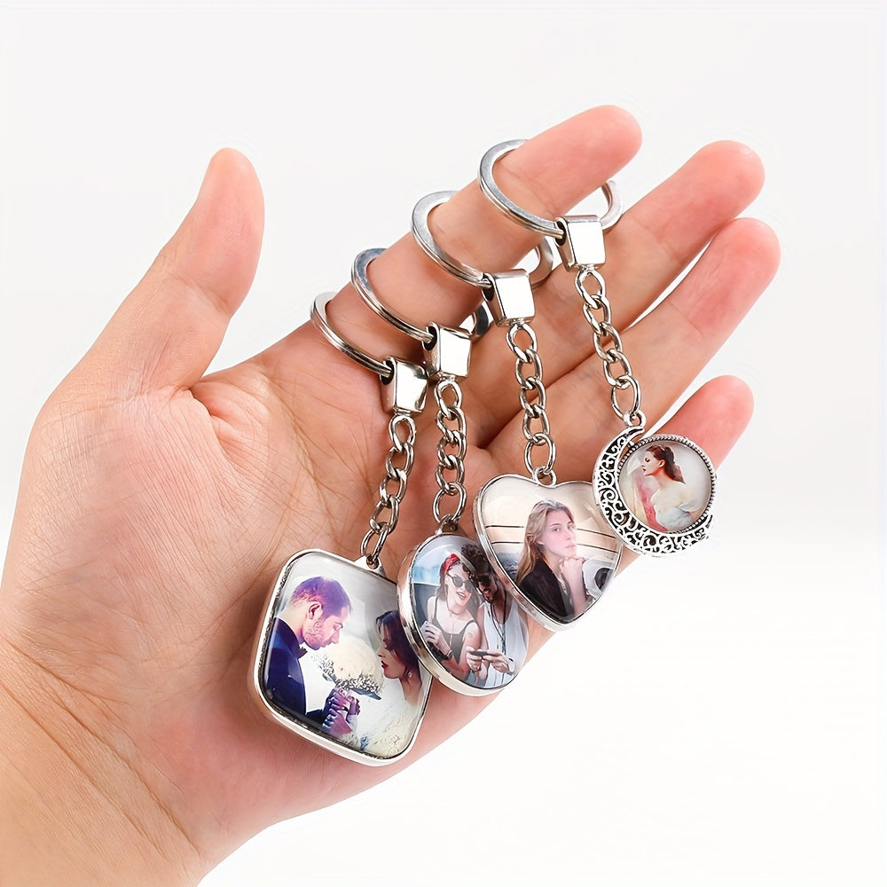 Customize your high-quality love heart keychain with personalized photos, including a wedding dress photo, children's photo, or any other special image. This makes a perfect gift for a loved one on their birthday or any occasion.