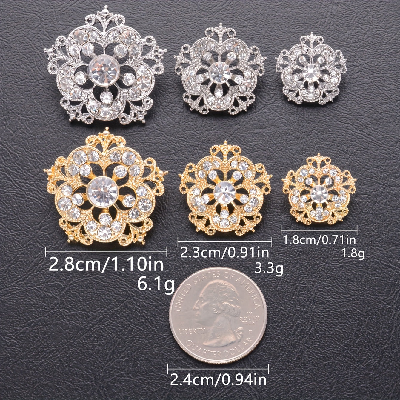 Luxurious 5-Pack Rhinestone Zinc Alloy Buttons - Add Elegance to Your Wardrobe! Perfect for Shirts, Sweaters, Coats, Blazers, and More. Create Your Own Stylish Jewelry for Clothing, Shoes, Hats, and Gift Boxes. Elevate Your Look with These Round