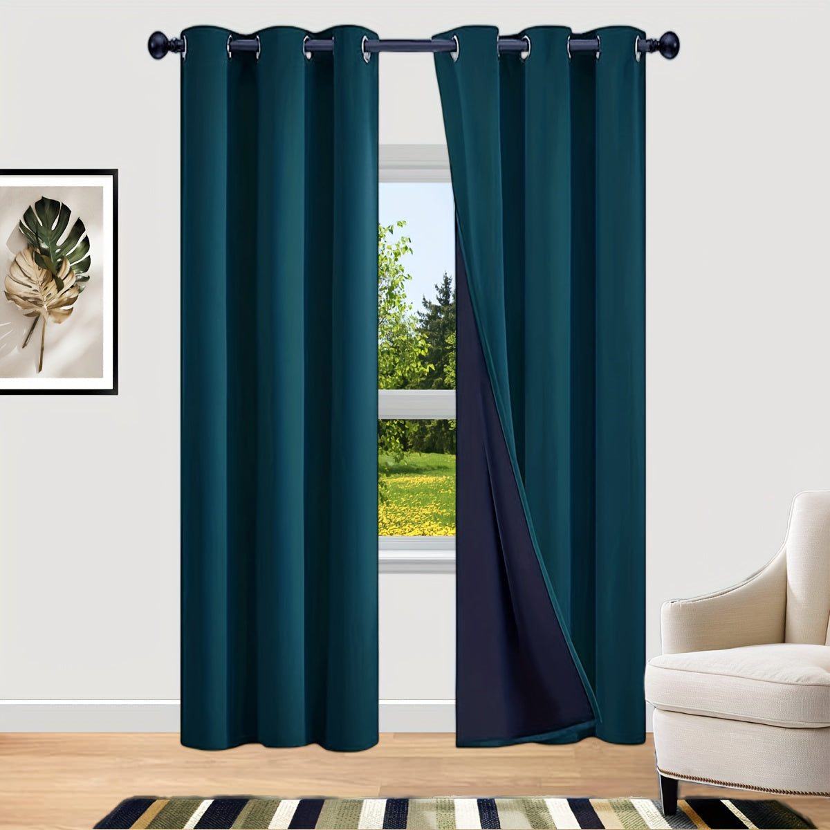 2 Sets of Bedroom Curtains with Coated Insulation and Simple Grommet Design for 100% Blackout