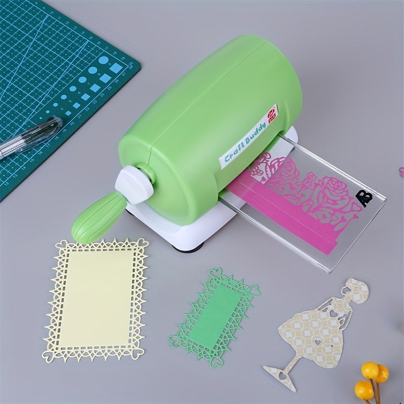 Craft Buddy Scrapbook Die Cutting Embossing Machine with 5 colors and 1 Set A&B Acrylic Cutting Pads for DIY Scrapbooking Paper Crafts.