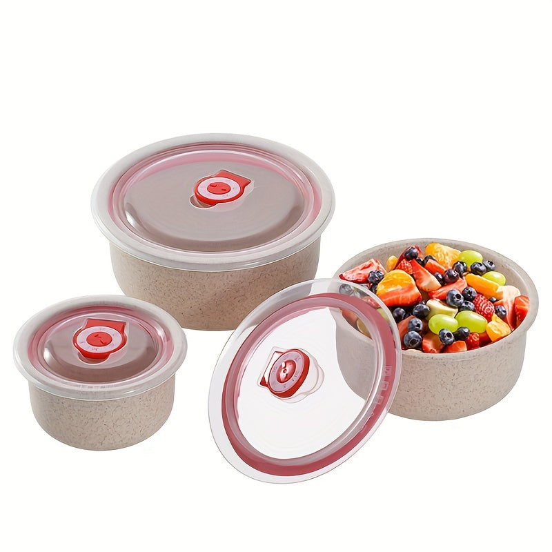 Set of three household fresh-keeping bowls with lids, microwave safe. Perfect for storing toddler food supplements and keeping fruits fresh. Makes a great gift for Christmas, Halloween, or Thanksgiving.